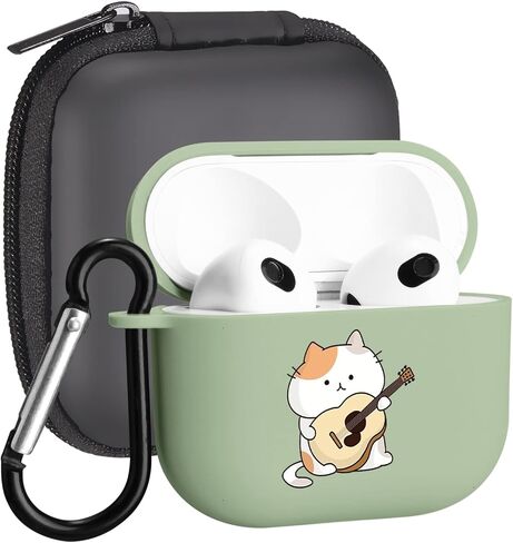MAYCARI متوافق مع حافظة Airpods الجيل الثالث، غطاء حافظة Airpods 3 لطيف مطبوع عليه ضفدع الفطر لحماية النساء والفتيات مع سلسلة مفاتيح لحافظة Apple Airpods 3rd Gen in Kuwait