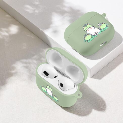 MAYCARI متوافق مع حافظة Airpods الجيل الثالث، غطاء حافظة Airpods 3 لطيف مطبوع عليه ضفدع الفطر لحماية النساء والفتيات مع سلسلة مفاتيح لحافظة Apple Airpods 3rd Gen in Kuwait