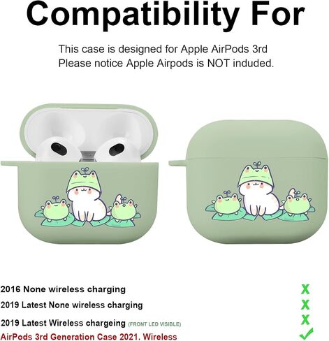 MAYCARI متوافق مع حافظة Airpods الجيل الثالث، غطاء حافظة Airpods 3 لطيف مطبوع عليه ضفدع الفطر لحماية النساء والفتيات مع سلسلة مفاتيح لحافظة Apple Airpods 3rd Gen in Kuwait