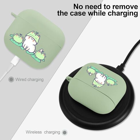 MAYCARI متوافق مع حافظة Airpods الجيل الثالث، غطاء حافظة Airpods 3 لطيف مطبوع عليه ضفدع الفطر لحماية النساء والفتيات مع سلسلة مفاتيح لحافظة Apple Airpods 3rd Gen in Kuwait