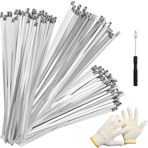OneLeaf Metal Heavy Duty Zip Ties Tool Set, Stainless Steel Cable Tie Gun for Fastening and Cutting 4mm- 12mm Width Metal Cable Ties, Multifunctional Zip Tie Cutter, Gloves and Metal Zip Ties Remover in Saudi Arabia