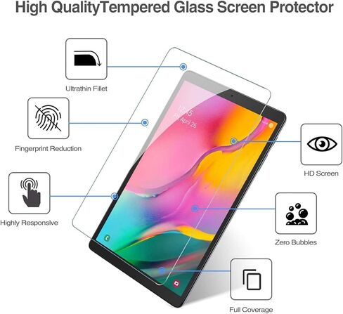 TANTEK [واقي شاشة مكون من عبوتين متوافق مع هاتف Samsung Galaxy Tab A 10.1 2019، موديل SM-T510/T515، طبقة زجاجية مقسى، فائقة الوضوح، مضادة للخدش، خالية من الفقاعات in Kuwait