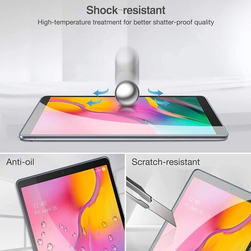 TANTEK [واقي شاشة مكون من عبوتين متوافق مع هاتف Samsung Galaxy Tab A 10.1 2019، موديل SM-T510/T515، طبقة زجاجية مقسى، فائقة الوضوح، مضادة للخدش، خالية من الفقاعات in Kuwait