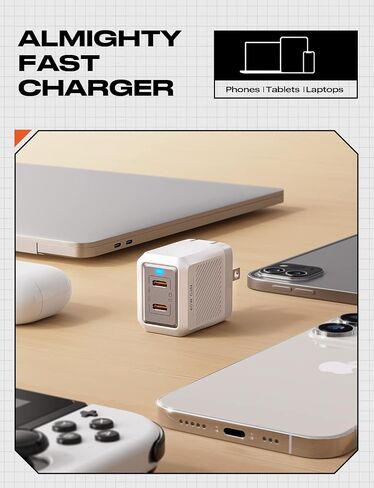 كتلة شاحن USB C بقدرة 40 وات من LISEN [GaN&ApplePi]، محول طاقة iPhone USB-C مزدوج بقدرة 20 وات، كتلة شاحن USBC سريع قابل للطي، محول GaN PD متوافق مع iPhone 14 Pro/13/12، iPad، MacBook، Samsung S22/20 in Saudi Arabia