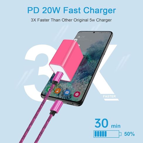 محول طاقة USB C شحن سريع لهاتف Samsung Galaxy S23+ S22 Ultra S21 S20 S10+ A14 A53 A13 A03s A04s A12 A73 A23 Note 20 10 Z Flip4 3، Pixel 7Pro 6Pro 6a 5a 4XL، كتلة USB C 20 واط مع سلك 6FT من النوع C in Kuwait