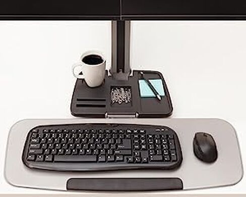 Ergotech Dual Monitor Wall-Mount Convertible Sit-Stand Workstation with Keyboard Tray and Desktop Holder, Up to 27" Monitor VESA 75x75, 100x100 (Silver) in Saudi Arabia