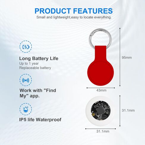 Key Finder,Key Tracker Works with Apple Find My (iOS only), Bluetooth Tracker and Item Locator for Bags, Wallets, Pets, Kids and More. Replaceable Battery,Privacy Protection. (red) in Saudi Arabia