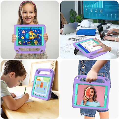 Kids Cases for iPad 5th/ 6th /7th/8th/9th Generation, Apple iPad Air 1st/2nd Gen case with Stable Stand,IPAD PRO 9.7 inch EVA Heavyuty Shockproof Case for Kids（Light Purple） in Saudi Arabia
