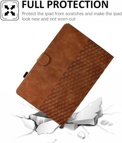 حافظة لجهاز iPad 9.7 بوصة 2018/2017 (iPad الجيل 5th/6th) غطاء من جلد البولي يوريثان قابل للطي مع حامل شبكي متعدد الزوايا مع حامل بطاقة لجهاز iPad Air 2 / iPad Air 9.7 بوصة، بني in Saudi Arabia