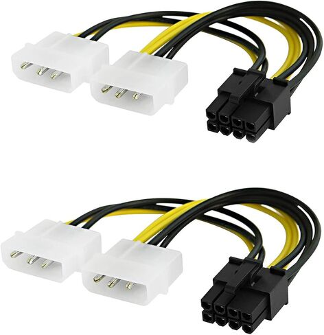 CableCreation 8-Pin PCIe to Dual 4 Pin Molex Power Cable, 2-Pack Molex to PCIe Power Cable for NVIDIA, GeForce,Gigabyte, Sapphire Video Graphics Card etc. 4 Inch/10.16CM in Saudi Arabia