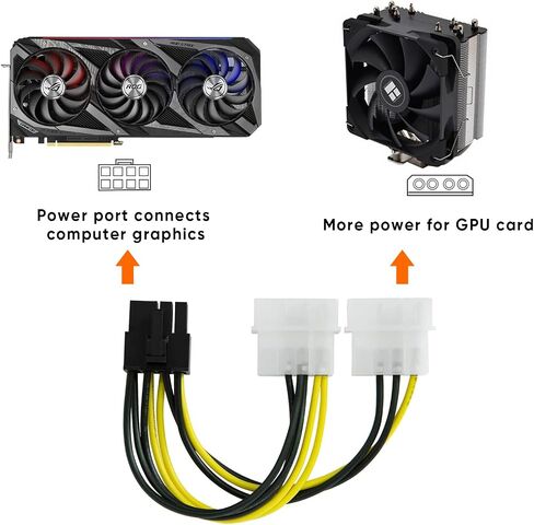 CableCreation 8-Pin PCIe to Dual 4 Pin Molex Power Cable, 2-Pack Molex to PCIe Power Cable for NVIDIA, GeForce,Gigabyte, Sapphire Video Graphics Card etc. 4 Inch/10.16CM in Saudi Arabia