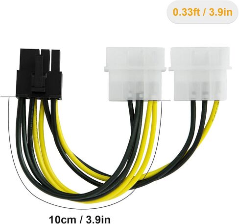 CableCreation 8-Pin PCIe to Dual 4 Pin Molex Power Cable, 2-Pack Molex to PCIe Power Cable for NVIDIA, GeForce,Gigabyte, Sapphire Video Graphics Card etc. 4 Inch/10.16CM in Saudi Arabia