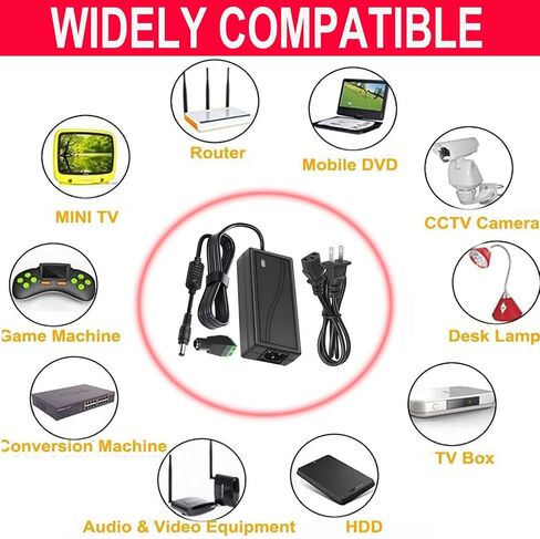 Power Supply, 12V Power Transformers, AC 100-240V to DC 12V 10A Power Supply LED Adapter, 120 Watt Max, for LED Strip Neon Rope String Lights, Computer Project, Recorder, TV Screen in Saudi Arabia