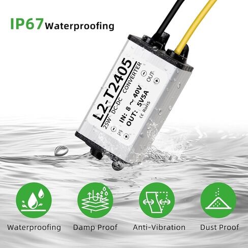 محول تيار مستمر 12 فولت/24 فولت (8 فولت-40 فولت) إلى تيار مستمر 5 فولت 5 أمبير 25 وات، محول فرق الجهد لوحدة الطاقة، محول لوحة منظم، محول فرق الجهد للسيارات in Kuwait