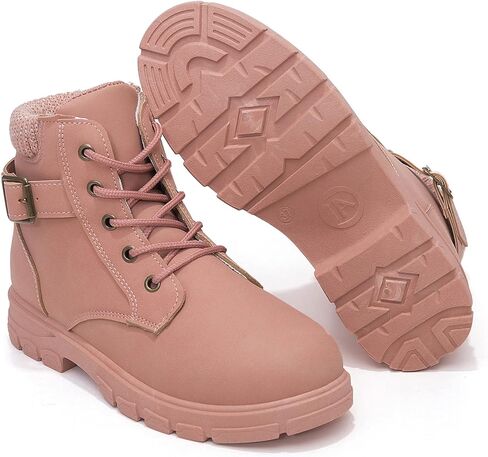 أحذية kkdom النسائية ذات المقدمة المستديرة المقاومة للماء للكاحل وكعب منخفض ورباط/سحاب جانبي أحذية قتالية للنساء in Kuwait