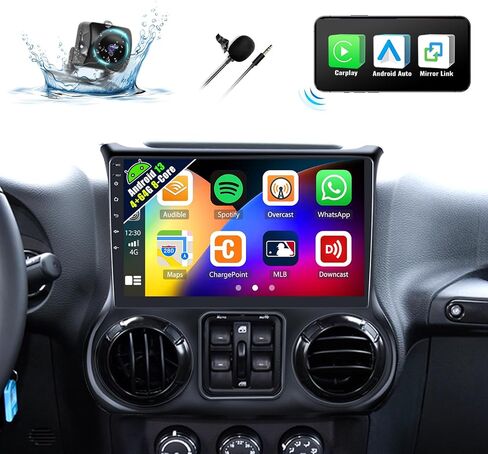 ستيريو سيارة 4+64G 8-Core Android 13 لسيارة Jeep Wrangler 2015-2017 مع CarPlay Android Auto، شاشة لمس IPS 10.1 بوصة وراديو GPS مع وصلة واي فاي مرآة بلوتوث FM RDS DSP EQ SWC كاميرا احتياطية in Saudi Arabia
