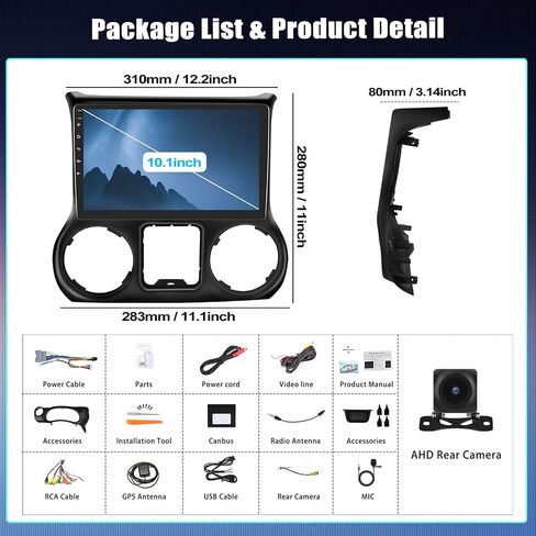 ستيريو سيارة 4+64G 8-Core Android 13 لسيارة Jeep Wrangler 2015-2017 مع CarPlay Android Auto، شاشة لمس IPS 10.1 بوصة وراديو GPS مع وصلة واي فاي مرآة بلوتوث FM RDS DSP EQ SWC كاميرا احتياطية in Saudi Arabia
