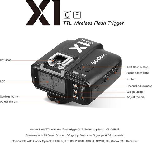 Godox X1T-O TTL Wireless Flash Trigger Transmitter for Olympus Panasonic, Support 1/8000s HSS Function 5 Groups 32 Channels (X1T-O Trigger) in Saudi Arabia