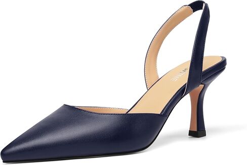 Womens Fashion Slip On Matte Slingback Pointed Toe Dating Spool High Heel Pumps Shoes 3 Inch in Saudi Arabia