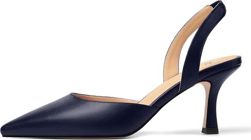 Womens Fashion Slip On Matte Slingback Pointed Toe Dating Spool High Heel Pumps Shoes 3 Inch in Saudi Arabia