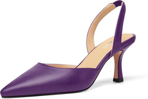 Womens Fashion Slip On Matte Slingback Pointed Toe Dating Spool High Heel Pumps Shoes 3 Inch in Saudi Arabia