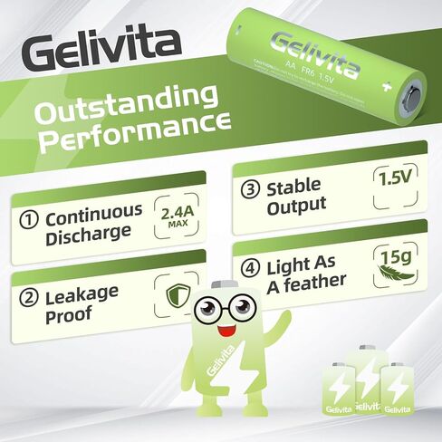 AA Lithium Battery 16 Pack, 1.5V Double A Long-lasing Lithium Iron Battery Non-Rechargeable for Blink Security Camera System, Trail Camera, Game Camera, Flashlight in Kuwait