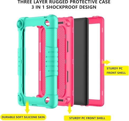 لـ Walmart Onn 7 2022 Model Gen 3 7 بوصة/لـ Walmart Onn 7 الجيل الثالث 100071481، حافظة بحزام كتف مضاد للصدمات للأطفال، لجهاز Walmart Onn 7 بوصة الجيل الثالث اللوحي (أخضر/وردي) in Kuwait