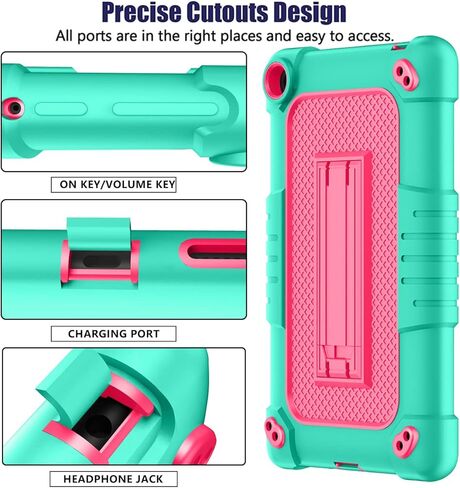 لـ Walmart Onn 7 2022 Model Gen 3 7 بوصة/لـ Walmart Onn 7 الجيل الثالث 100071481، حافظة بحزام كتف مضاد للصدمات للأطفال، لجهاز Walmart Onn 7 بوصة الجيل الثالث اللوحي (أخضر/وردي) in Kuwait