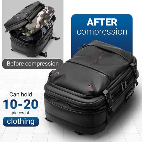 Laptop Travel Backpack Expandable With Vacuum Compression And Pump, Airback Carry On Bag with Anti Theft Lock, Water Resistant, Suitable for Men and Women in Saudi Arabia