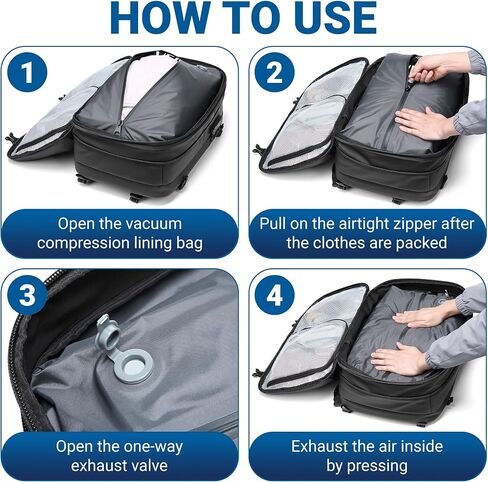 Laptop Travel Backpack Expandable With Vacuum Compression And Pump, Airback Carry On Bag with Anti Theft Lock, Water Resistant, Suitable for Men and Women in Saudi Arabia
