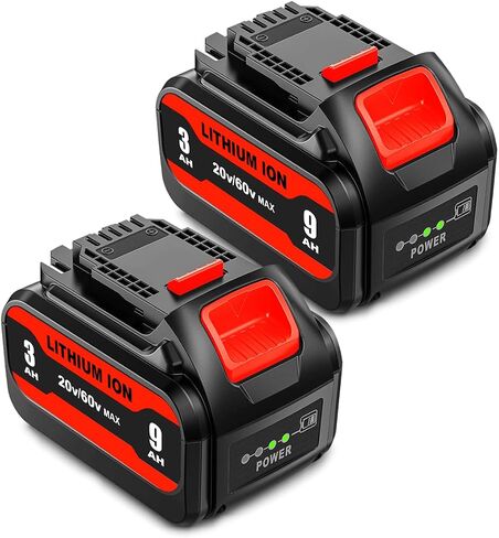 2 حزمة DCB609 20V 60V 9Ah بطارية وشاحن بديل لبطارية Dewalt 20V 60V وشاحن 9.0AH DCB609-2 6AH DCB606-2 متوافق مع بطارية Dewalt 20V 60V ومجموعة الشاحن السريع DCB118 in Kuwait