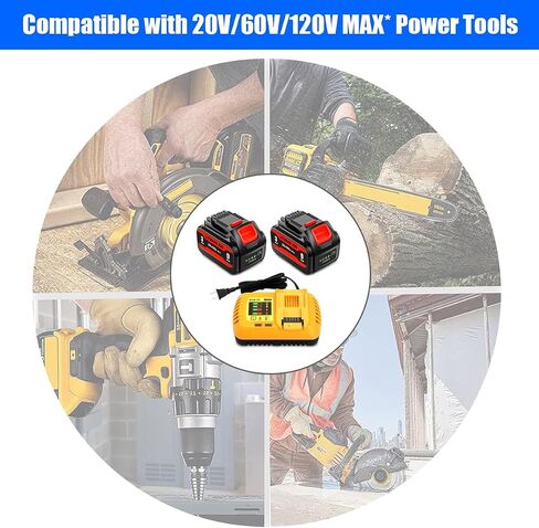 2 حزمة DCB609 20V 60V 9Ah بطارية وشاحن بديل لبطارية Dewalt 20V 60V وشاحن 9.0AH DCB609-2 6AH DCB606-2 متوافق مع بطارية Dewalt 20V 60V ومجموعة الشاحن السريع DCB118 in Kuwait