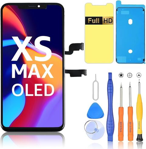 استبدال شاشة لهاتف iPhone Xs MAX (OLED)، شاشة COF عالية الدقة 6.5 بوصة ومجموعة محول رقمي لشاشة تعمل باللمس مع مجموعة أدوات إصلاح معرف الوجه وقابلة للبرمجة A2101 A1921 A2104 in Kuwait