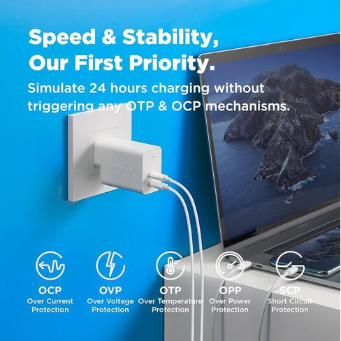 Innergie C6 Duo 63W PD3.0 QC4.0 PPS Dual-Port USB C Wall Charger US Plug Single Ver. Power Adapter Compatible with iPhone 15, iPad, MacBook Pro/Air, Switch &Windows PC Laptop (Delta Electronics) in Kuwait