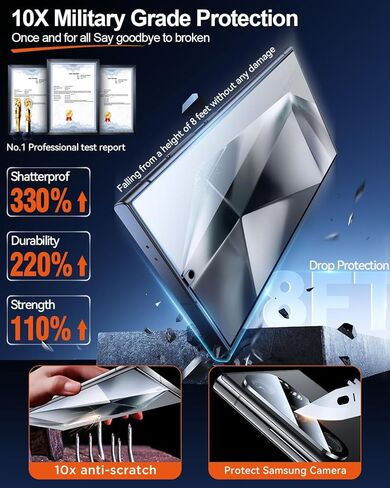 MRGLAS 2+2 واقي شاشة للخصوصية الفائق لهاتف Samsung Galaxy S24 مقاس 6.8 بوصة مع واقي عدسة الكاميرا [إزالة الغبار التلقائي] زجاج مقسى 9H [حماية عسكرية 10X]، فيلم مضاد للتجسس، صديق للحافظة in Kuwait