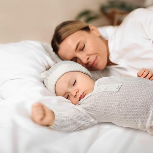 Newborn Baby Knotted Gown, Long Sleeve Waffle Sleeper with Hat Set and Decorative Button, Perfect Coming Home Outfit in Saudi Arabia