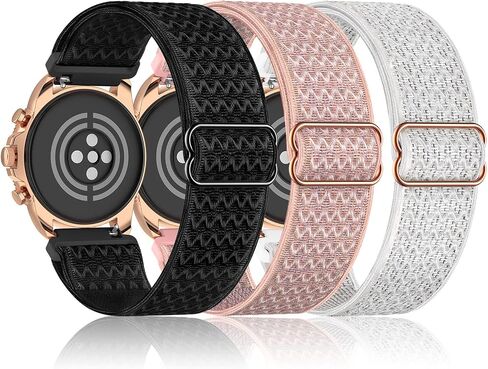 3 Pack 18mm Stretchy Nylon Watch Bands for Fossil Women's Gen 5E 42mm / Gen 6 42mm,Soft Quick Release Wristband Loop Elastic Strap for Fossil Venture Gen 4 HR/Gen 3 Women Men in Saudi Arabia