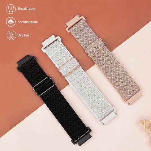 3 Pack 18mm Stretchy Nylon Watch Bands for Fossil Women's Gen 5E 42mm / Gen 6 42mm,Soft Quick Release Wristband Loop Elastic Strap for Fossil Venture Gen 4 HR/Gen 3 Women Men in Saudi Arabia