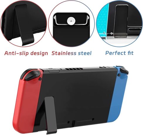 4 قطع من الغلاف الخلفي لجهاز Nintendo Switch Stand Back Switch Stand Back for Nintendo Switch Kickstand بديل Switch Kickstand Shell حامل متوافق مع وحدة التحكم Switch (أسود) in Kuwait