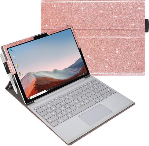 ACdream Case for Microsoft Surface Pro 7 Plus/Pro 7 / Pro 6 / Pro 5 / Pro 2017/ Pro 4 / Pro LTE, Premium PU Leather Rugged Hard Sleeve Cover Protector, Support Type Cover Keyboard, Glitter Rose in Saudi Arabia