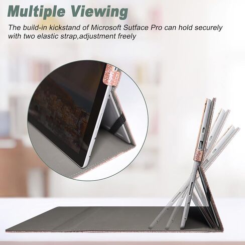 ACdream Case for Microsoft Surface Pro 7 Plus/Pro 7 / Pro 6 / Pro 5 / Pro 2017/ Pro 4 / Pro LTE, Premium PU Leather Rugged Hard Sleeve Cover Protector, Support Type Cover Keyboard, Glitter Rose in Saudi Arabia