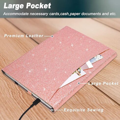 ACdream Case for Microsoft Surface Pro 7 Plus/Pro 7 / Pro 6 / Pro 5 / Pro 2017/ Pro 4 / Pro LTE, Premium PU Leather Rugged Hard Sleeve Cover Protector, Support Type Cover Keyboard, Glitter Rose in Saudi Arabia