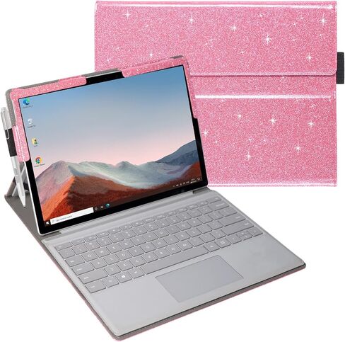 ACdream Case for Microsoft Surface Pro 7 Plus/Pro 7 / Pro 6 / Pro 5 / Pro 2017/ Pro 4 / Pro LTE, Premium PU Leather Rugged Hard Sleeve Cover Protector, Support Type Cover Keyboard, Glitter Rose in Saudi Arabia