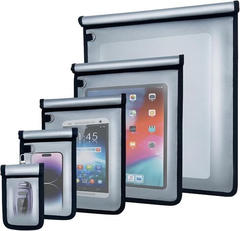Faraday Bags, 5 Pack Faraday Cage with Key Fob Protector, Fireproof Waterproof Bag EMP Proof Signal Blocker, Anti-Theft RFID Blocking Pouch for Laptops, Tablets, Phones, Car Keys, Electronics (Grey) in Saudi Arabia