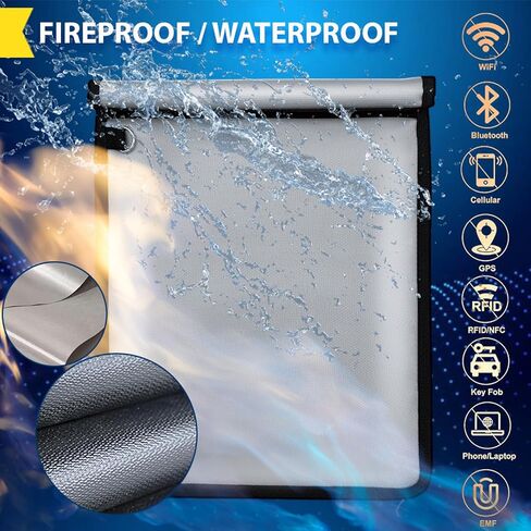 Faraday Bags, 5 Pack Faraday Cage with Key Fob Protector, Fireproof Waterproof Bag EMP Proof Signal Blocker, Anti-Theft RFID Blocking Pouch for Laptops, Tablets, Phones, Car Keys, Electronics (Grey) in Saudi Arabia