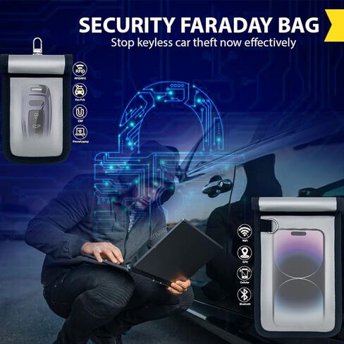 Faraday Bags, 5 Pack Faraday Cage with Key Fob Protector, Fireproof Waterproof Bag EMP Proof Signal Blocker, Anti-Theft RFID Blocking Pouch for Laptops, Tablets, Phones, Car Keys, Electronics (Grey) in Saudi Arabia