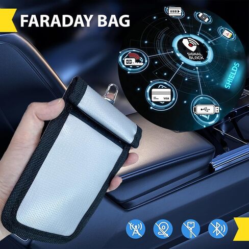 Faraday Bags, 5 Pack Faraday Cage with Key Fob Protector, Fireproof Waterproof Bag EMP Proof Signal Blocker, Anti-Theft RFID Blocking Pouch for Laptops, Tablets, Phones, Car Keys, Electronics (Grey) in Saudi Arabia