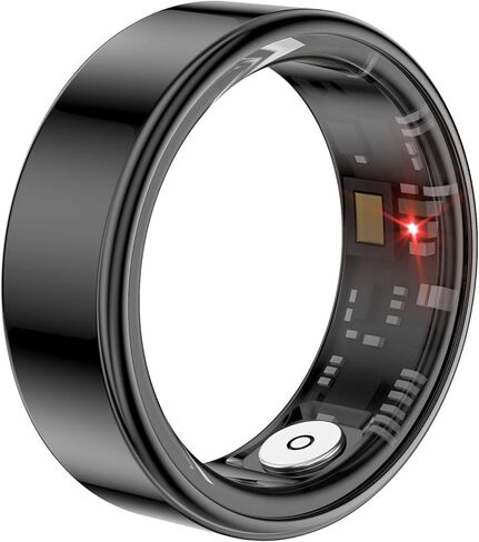 Smart Ring Fitness Tracker for Men Women, Health Sleep Heart Rate Blood Oxygen Tracker Smart Ring with Wireless Charger Box, IP67 Waterproof Bluetooth Tracker Rings, Free APP (Black)… in Saudi Arabia