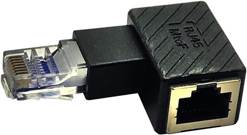 2Pack 90 Degree Left Angled Ethernet LAN RJ45 Male to Female Adapter Shielded Network Patch Connector (Black Left Angled) in Saudi Arabia