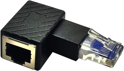 2Pack 90 Degree Left Angled Ethernet LAN RJ45 Male to Female Adapter Shielded Network Patch Connector (Black Left Angled) in Saudi Arabia